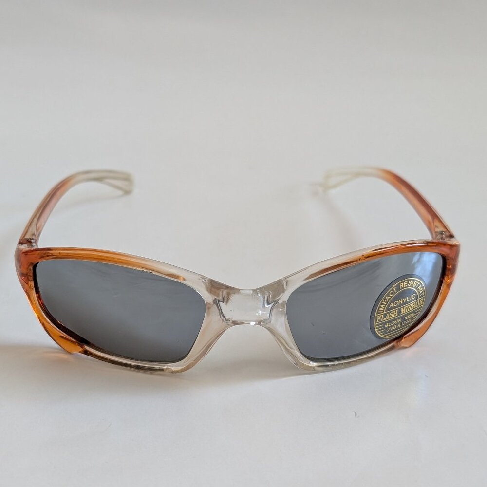 NWT Vintage 90's Kids Acetate Sporty Sunglasses (2 Tone Crystal Orange)